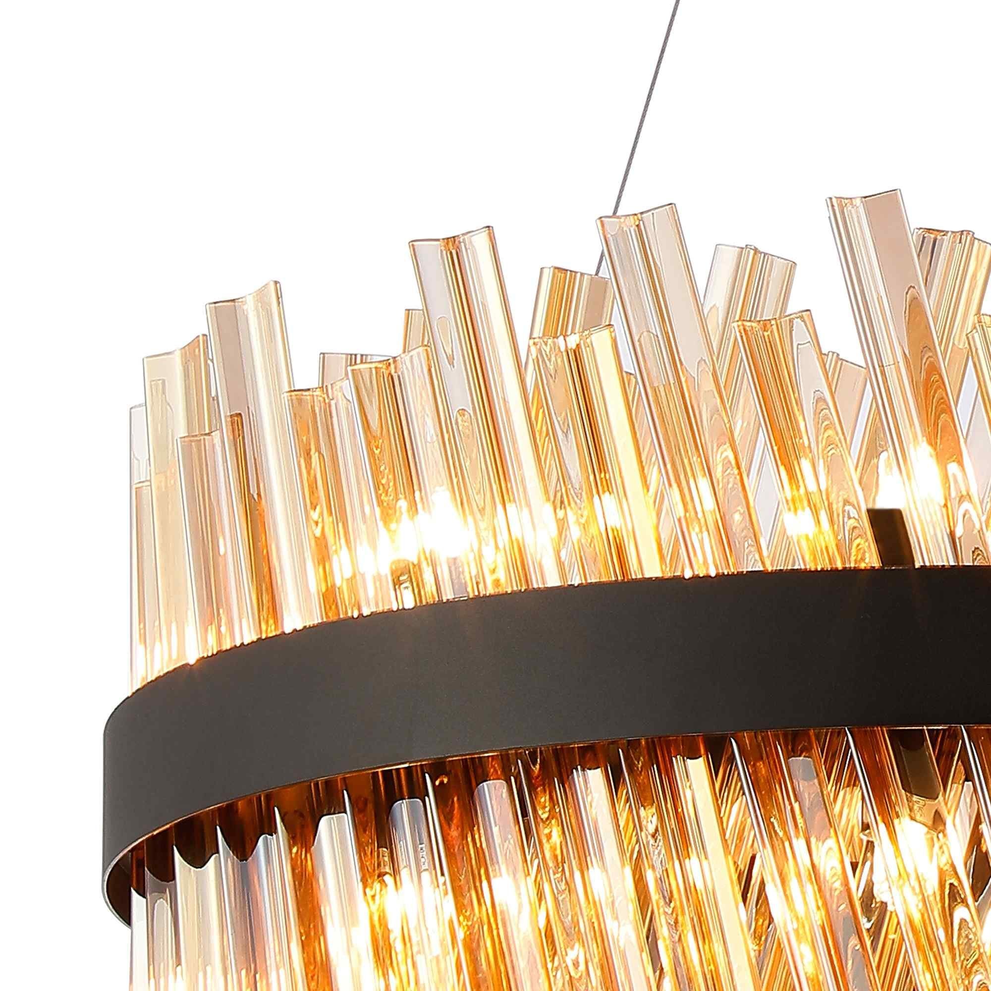 NL9500BL/AM9 Kaffer 18 Light Round Pendant Satin Black Amber