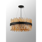 NL9500BL/AM9 Kaffer 18 Light Round Pendant Satin Black Amber