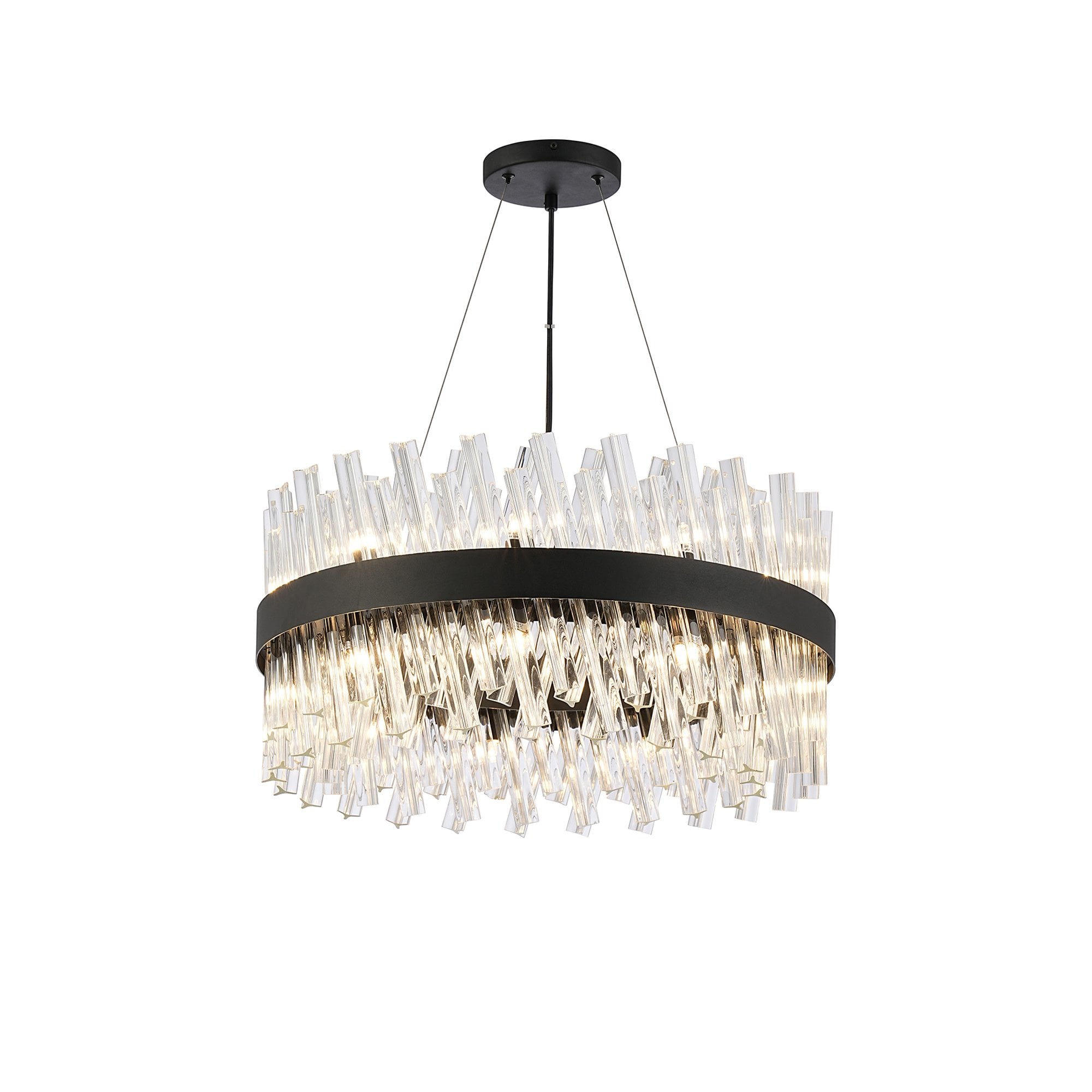 NL9500BL/CL9 Kaffer 18 Light Round Pendant Satin Black Clear