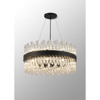 NL9500BL/CL9 Kaffer 18 Light Round Pendant Satin Black Clear