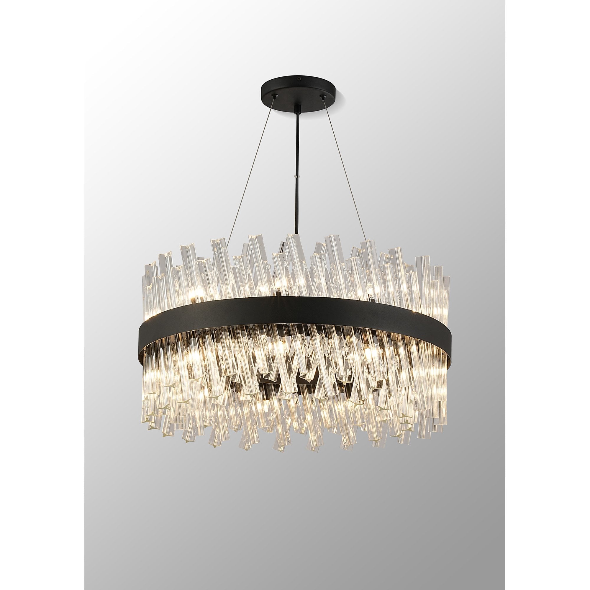 NL9500BL/CL9 Kaffer 18 Light Round Pendant Satin Black Clear