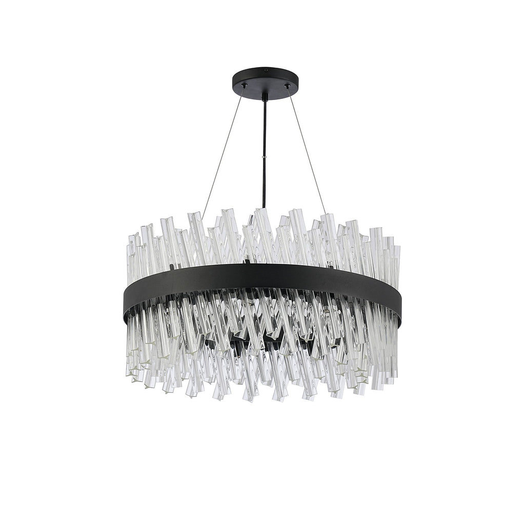 NL9500BL/CL9 Kaffer 18 Light Round Pendant Satin Black Clear