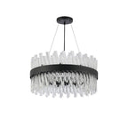 NL9500BL/CL9 Kaffer 18 Light Round Pendant Satin Black Clear
