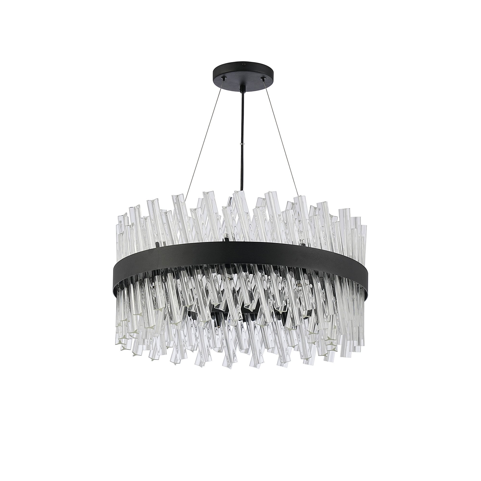 NL9500BL/CL9 Kaffer 18 Light Round Pendant Satin Black Clear
