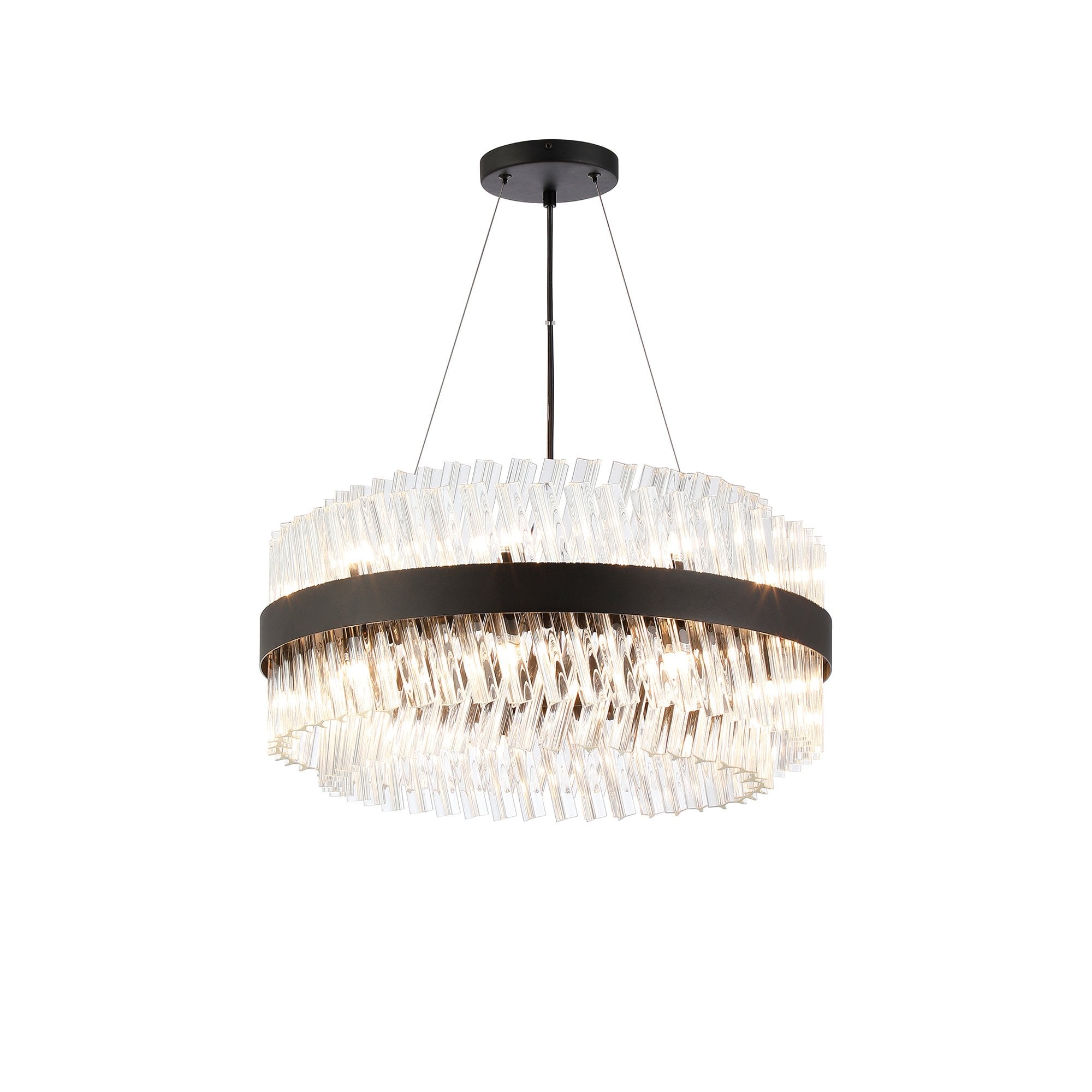 NL9500BL/CL9 Kaffer 18 Light Round Pendant Satin Black Clear