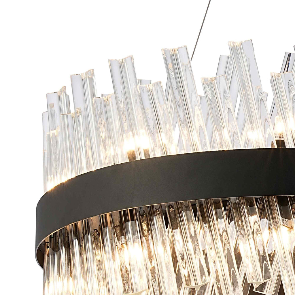 NL9500BL/CL9 Kaffer 18 Light Round Pendant Satin Black Clear