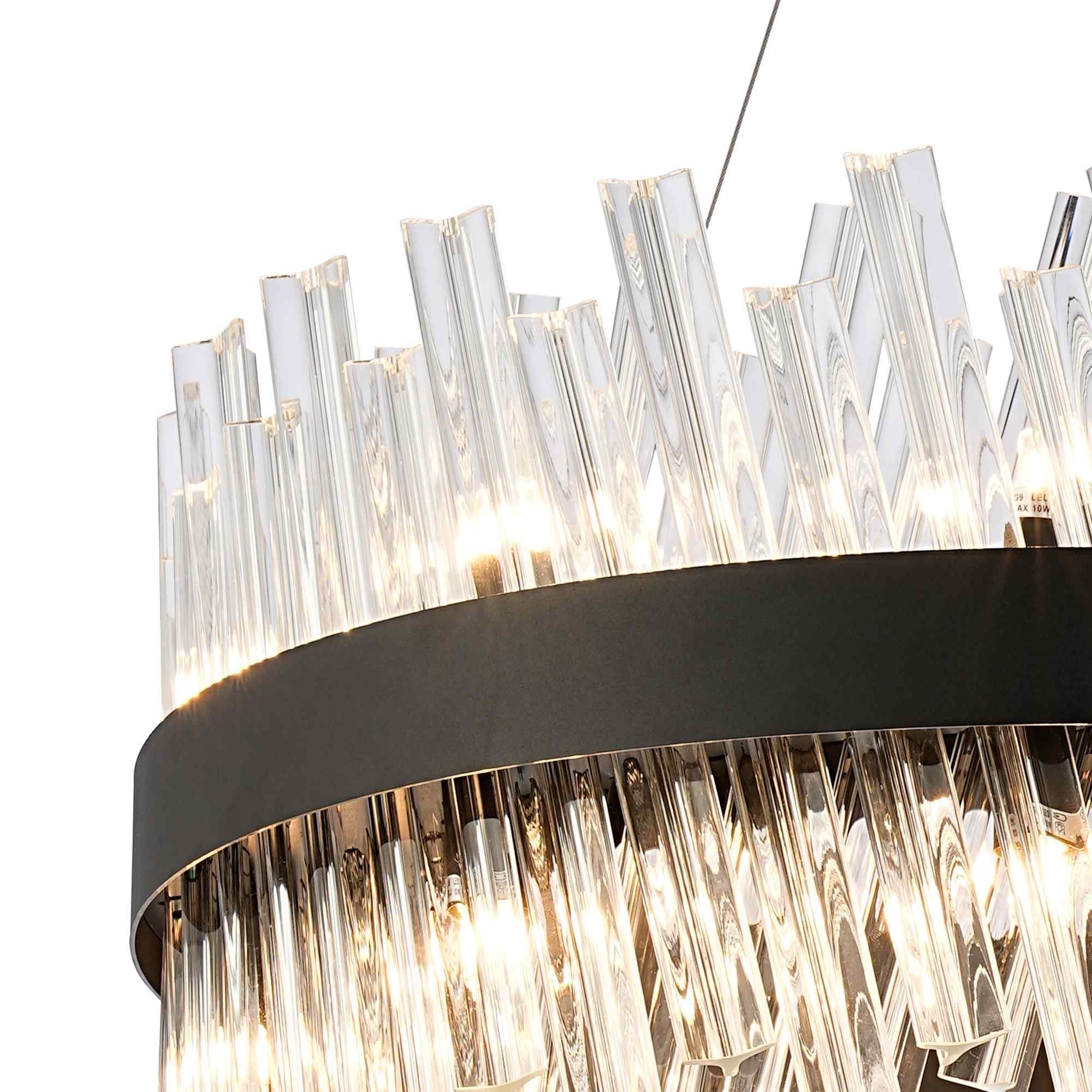 NL9500BL/CL9 Kaffer 18 Light Round Pendant Satin Black Clear