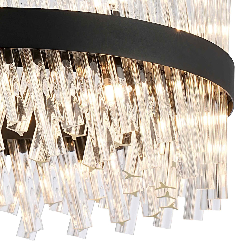 NL9500BL/CL9 Kaffer 18 Light Round Pendant Satin Black Clear
