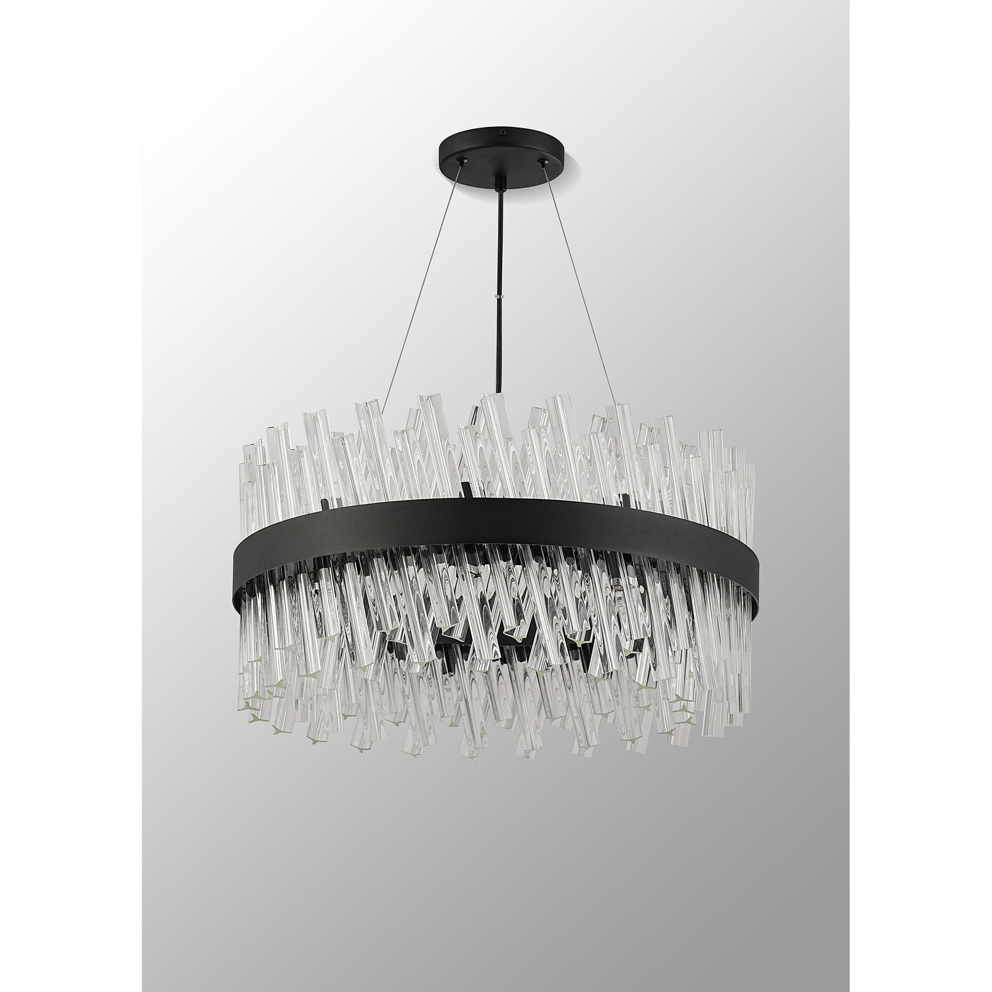 NL9500BL/CL9 Kaffer 18 Light Round Pendant Satin Black Clear