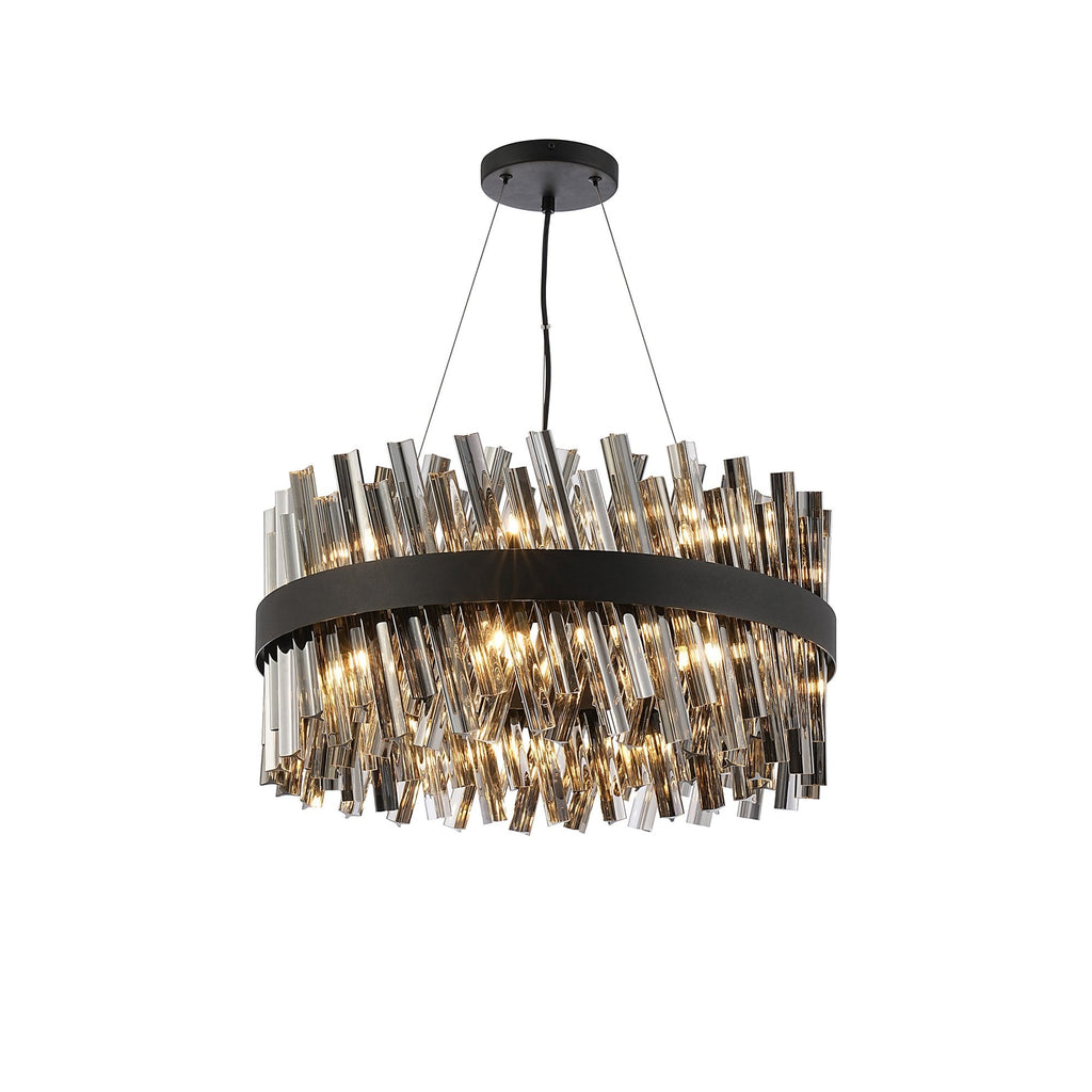 NL9500BL/SM9 Kaffer 18 Light Round Pendant Satin Black Smoke