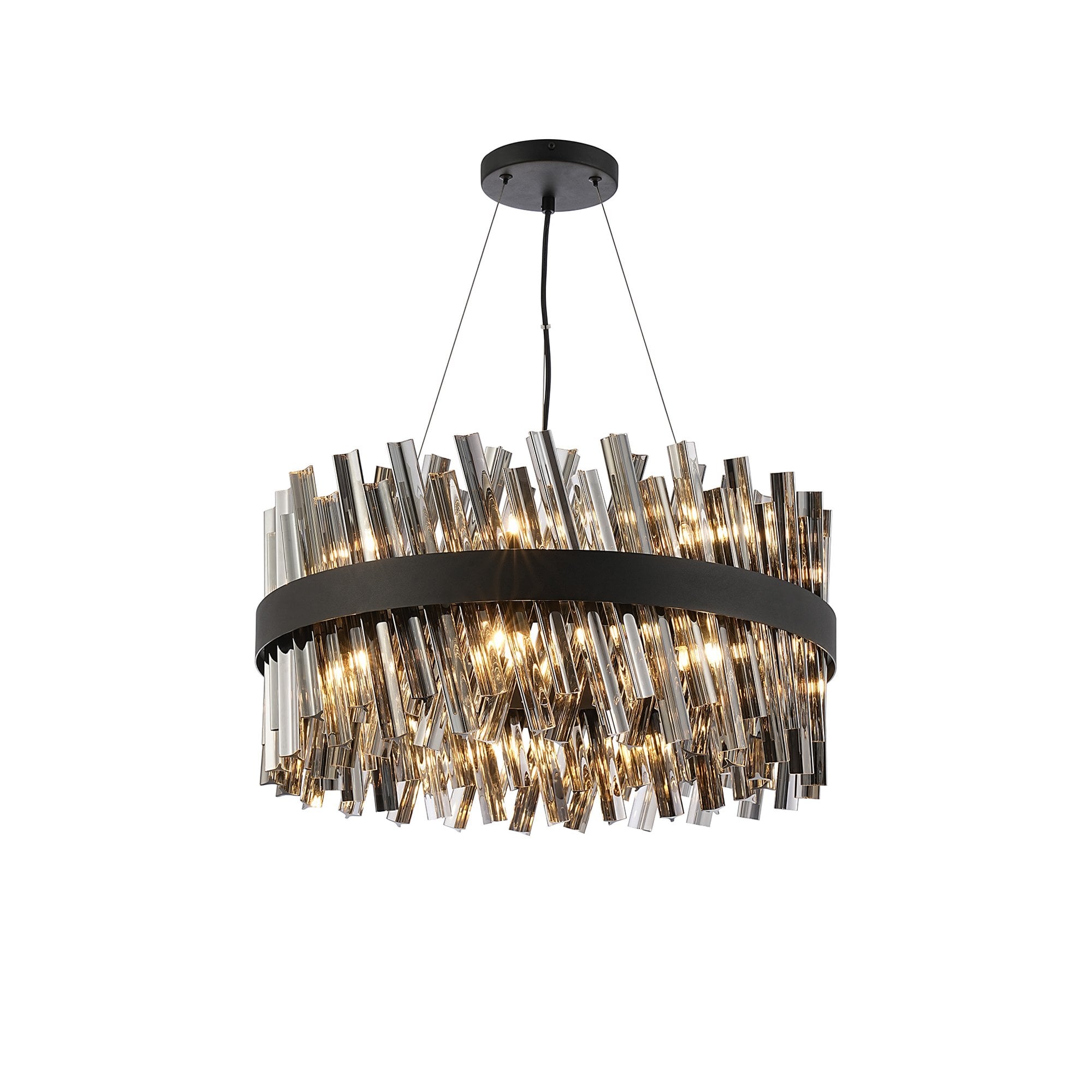 NL9500BL/SM9 Kaffer 18 Light Round Pendant Satin Black Smoke