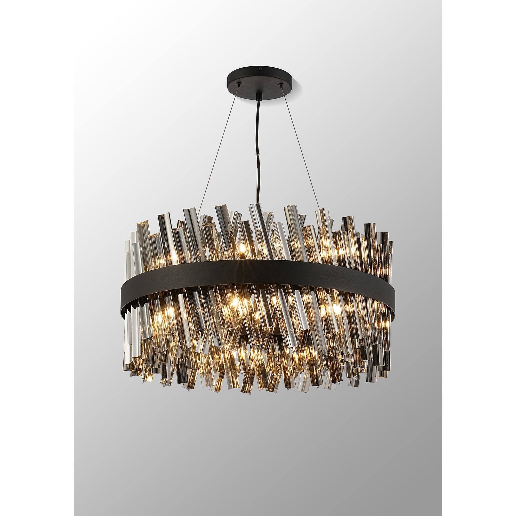 NL9500BL/SM9 Kaffer 18 Light Round Pendant Satin Black Smoke