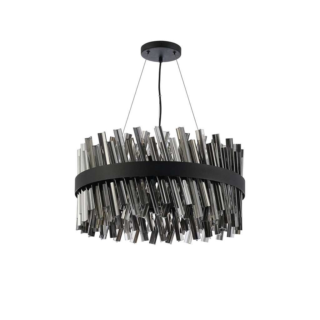 NL9500BL/SM9 Kaffer 18 Light Round Pendant Satin Black Smoke