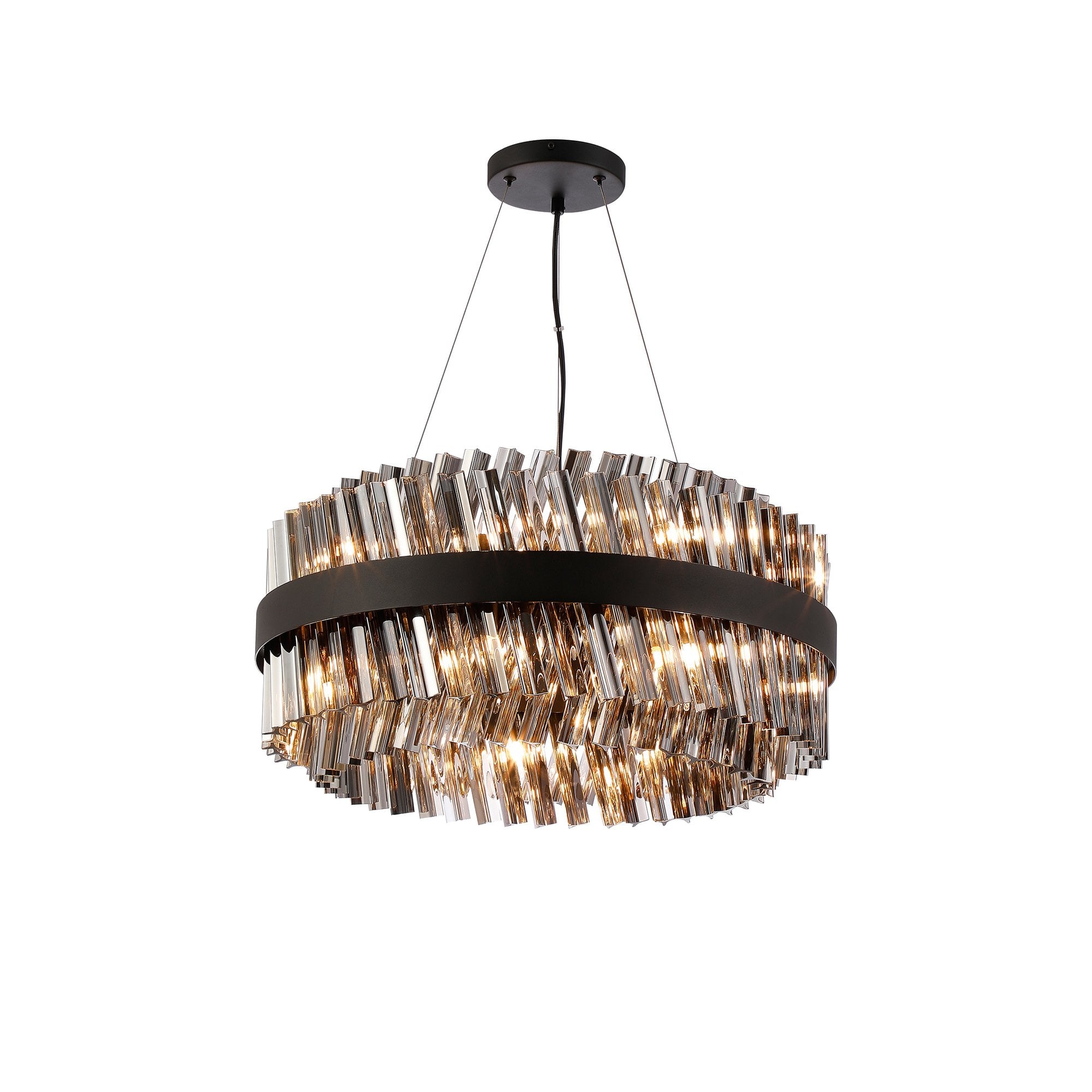 NL9500BL/SM9 Kaffer 18 Light Round Pendant Satin Black Smoke