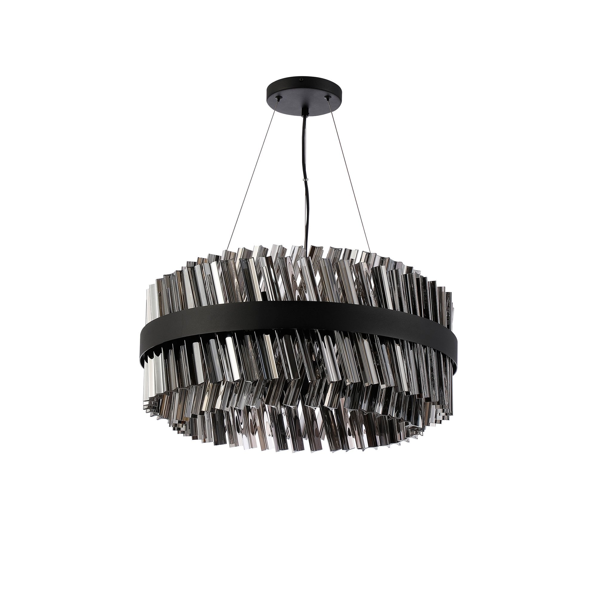 NL9500BL/SM9 Kaffer 18 Light Round Pendant Satin Black Smoke