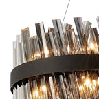 NL9500BL/SM9 Kaffer 18 Light Round Pendant Satin Black Smoke