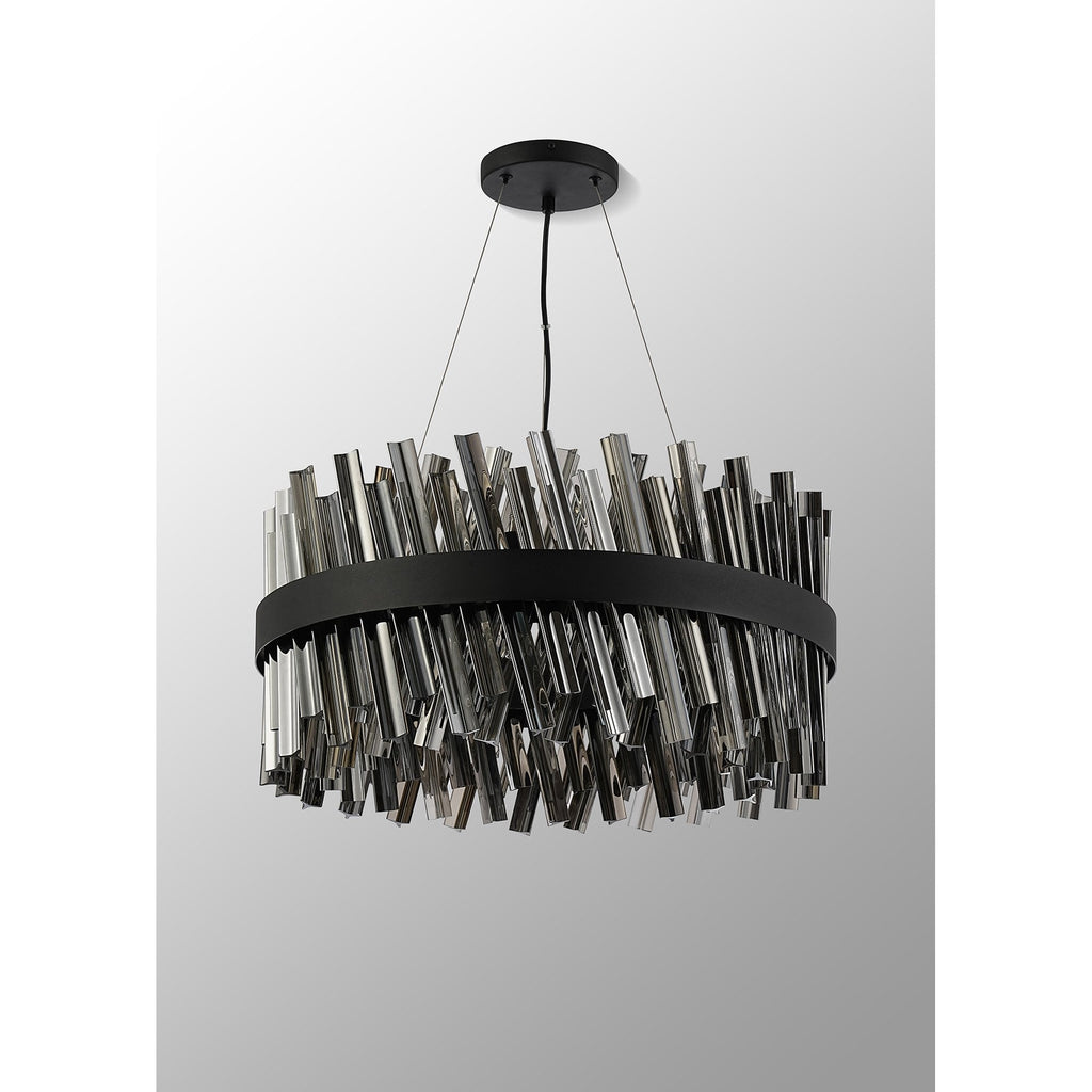 NL9500BL/SM9 Kaffer 18 Light Round Pendant Satin Black Smoke
