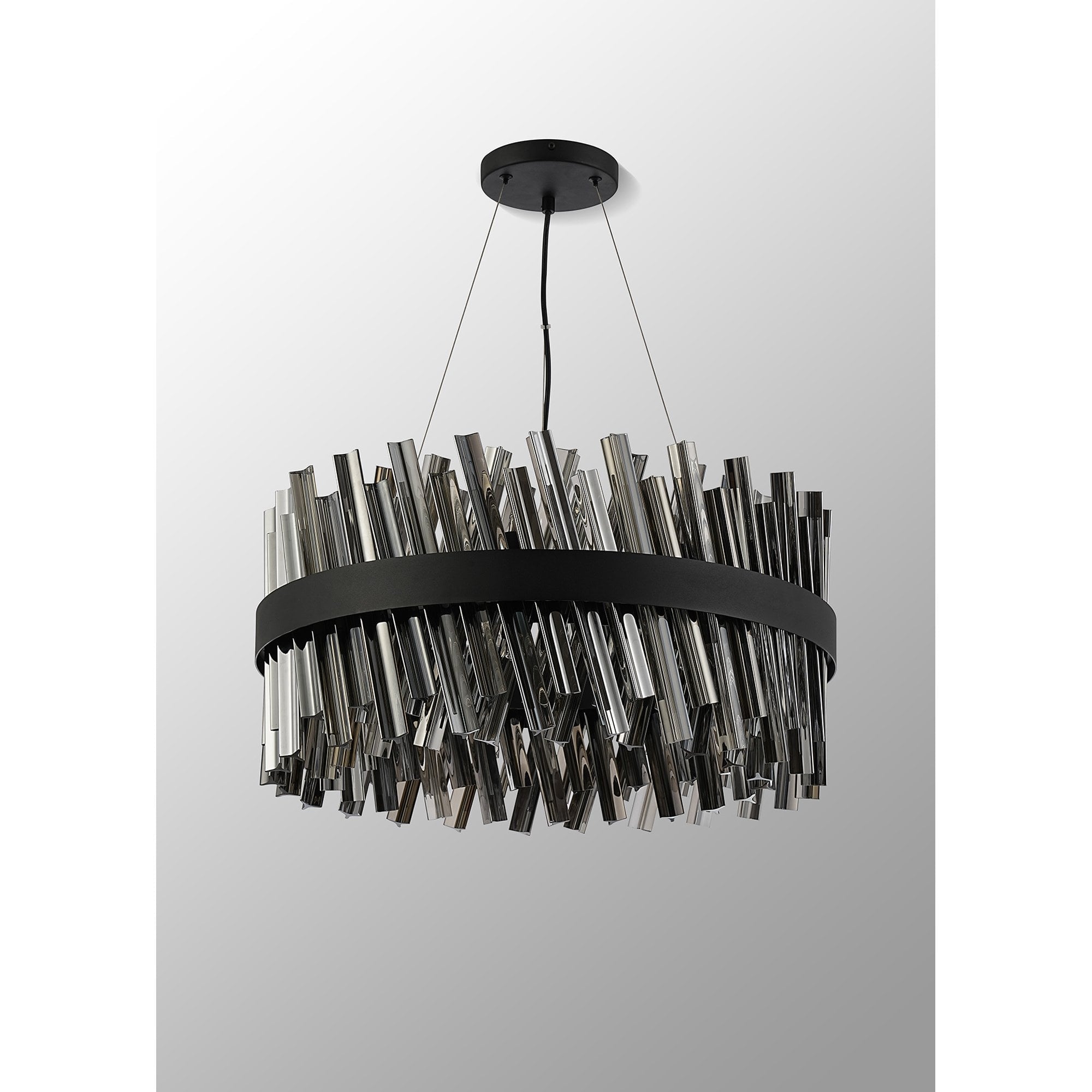 NL9500BL/SM9 Kaffer 18 Light Round Pendant Satin Black Smoke