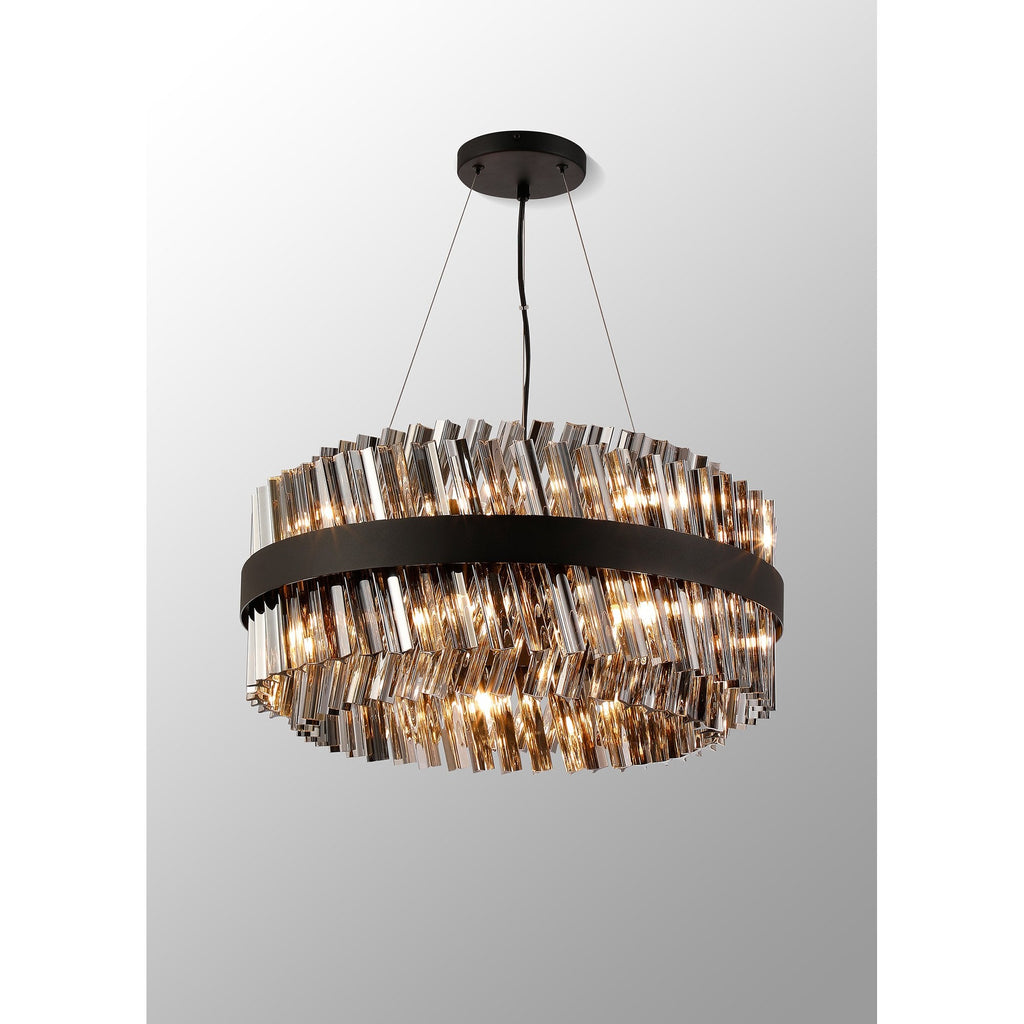 NL9500BL/SM9 Kaffer 18 Light Round Pendant Satin Black Smoke