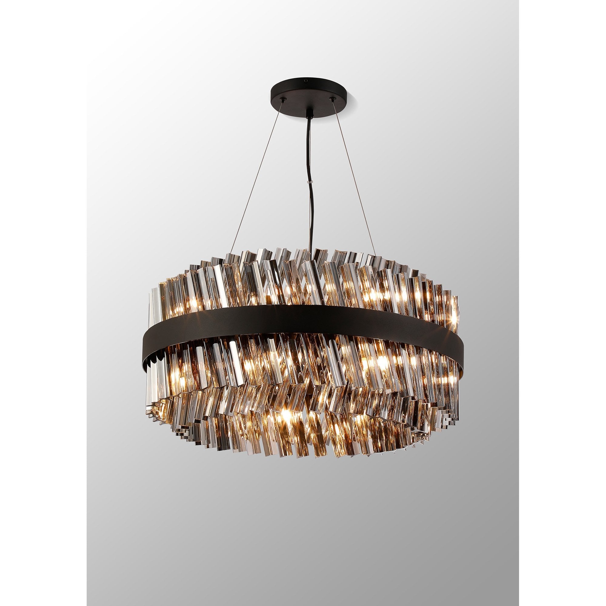NL9500BL/SM9 Kaffer 18 Light Round Pendant Satin Black Smoke