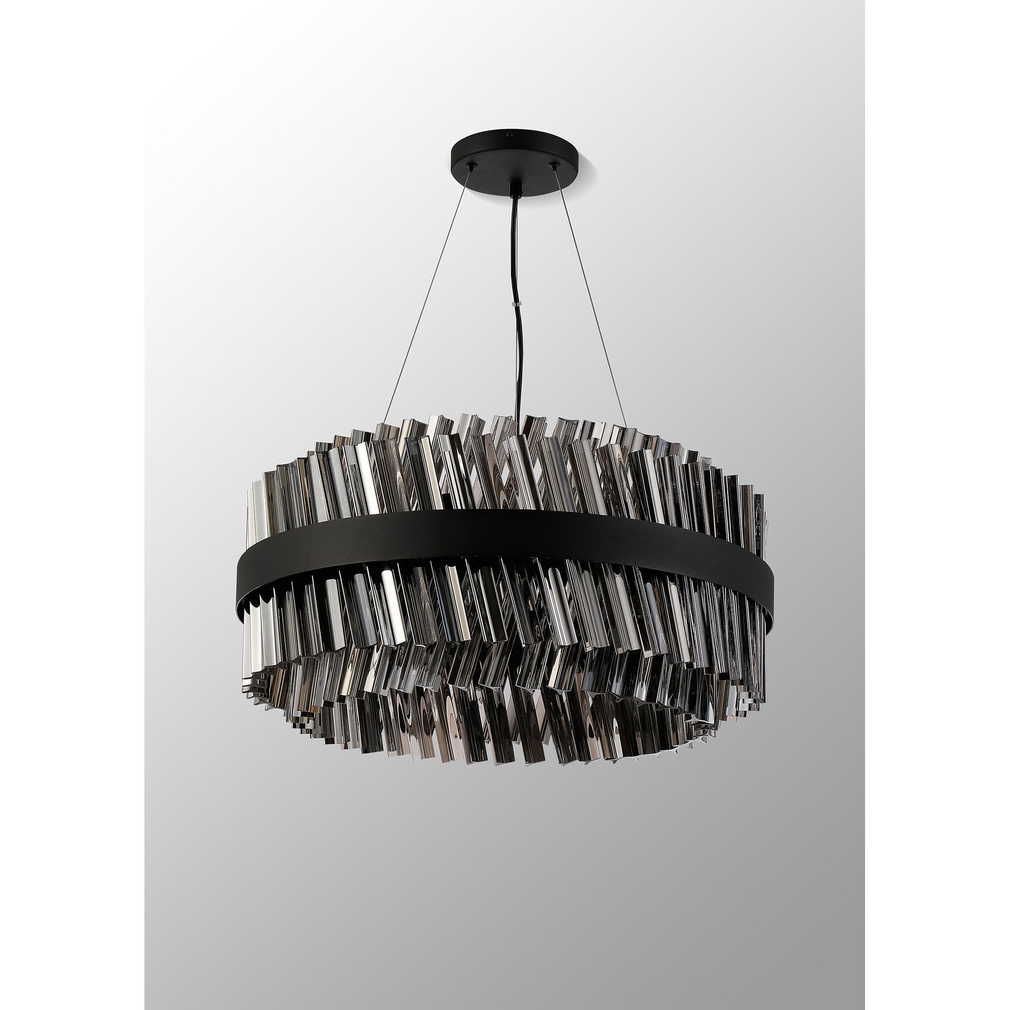 NL9500BL/SM9 Kaffer 18 Light Round Pendant Satin Black Smoke