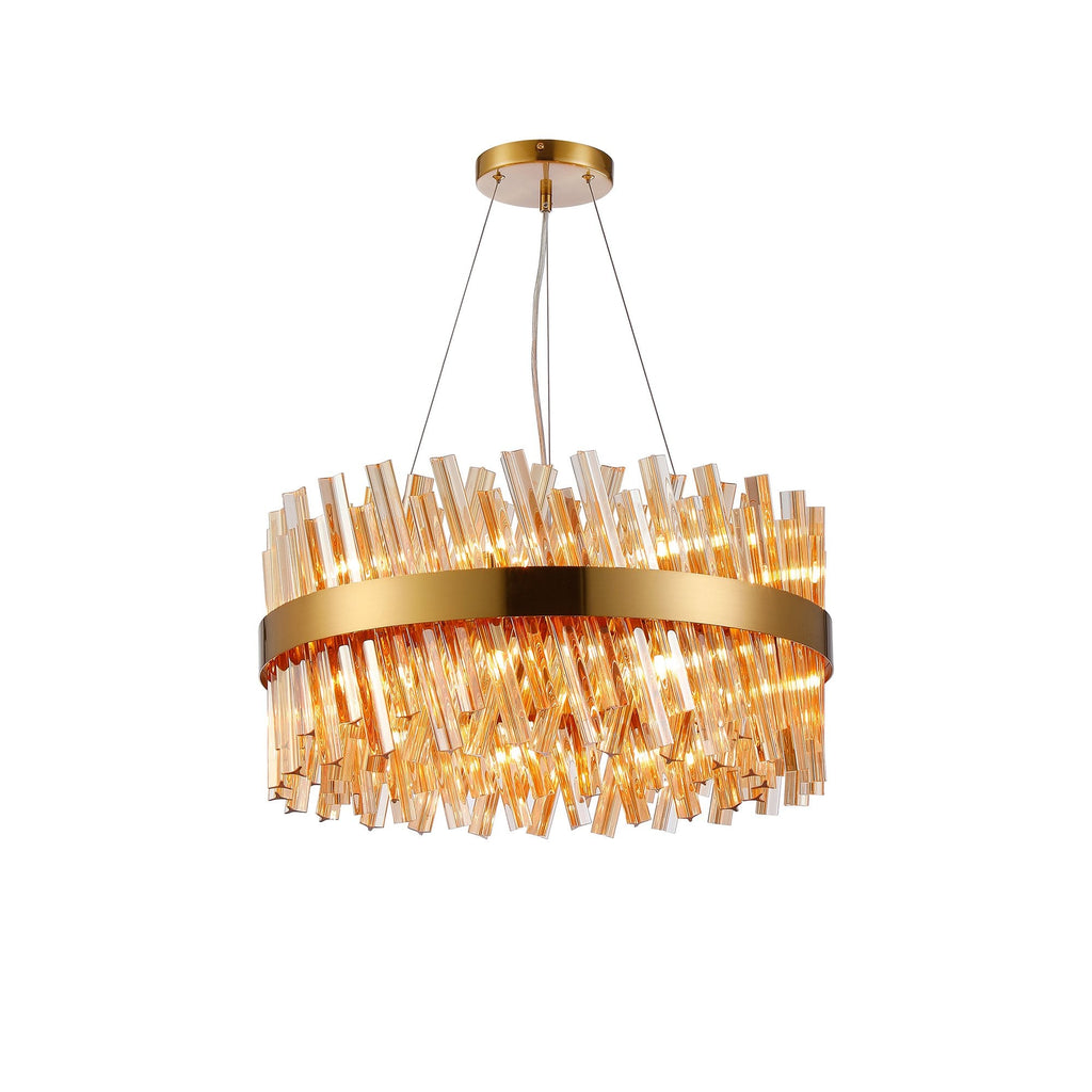 NL9500BR/AM9 Kaffer 18 Light Round Pendant Brass Amber