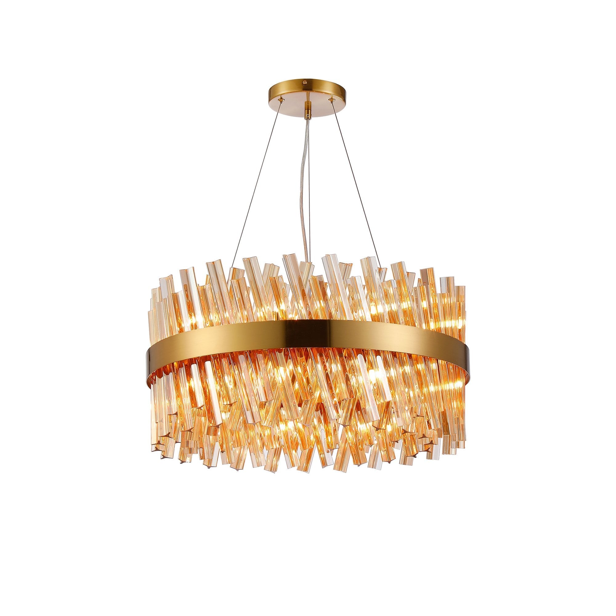 NL9500BR/AM9 Kaffer 18 Light Round Pendant Brass Amber