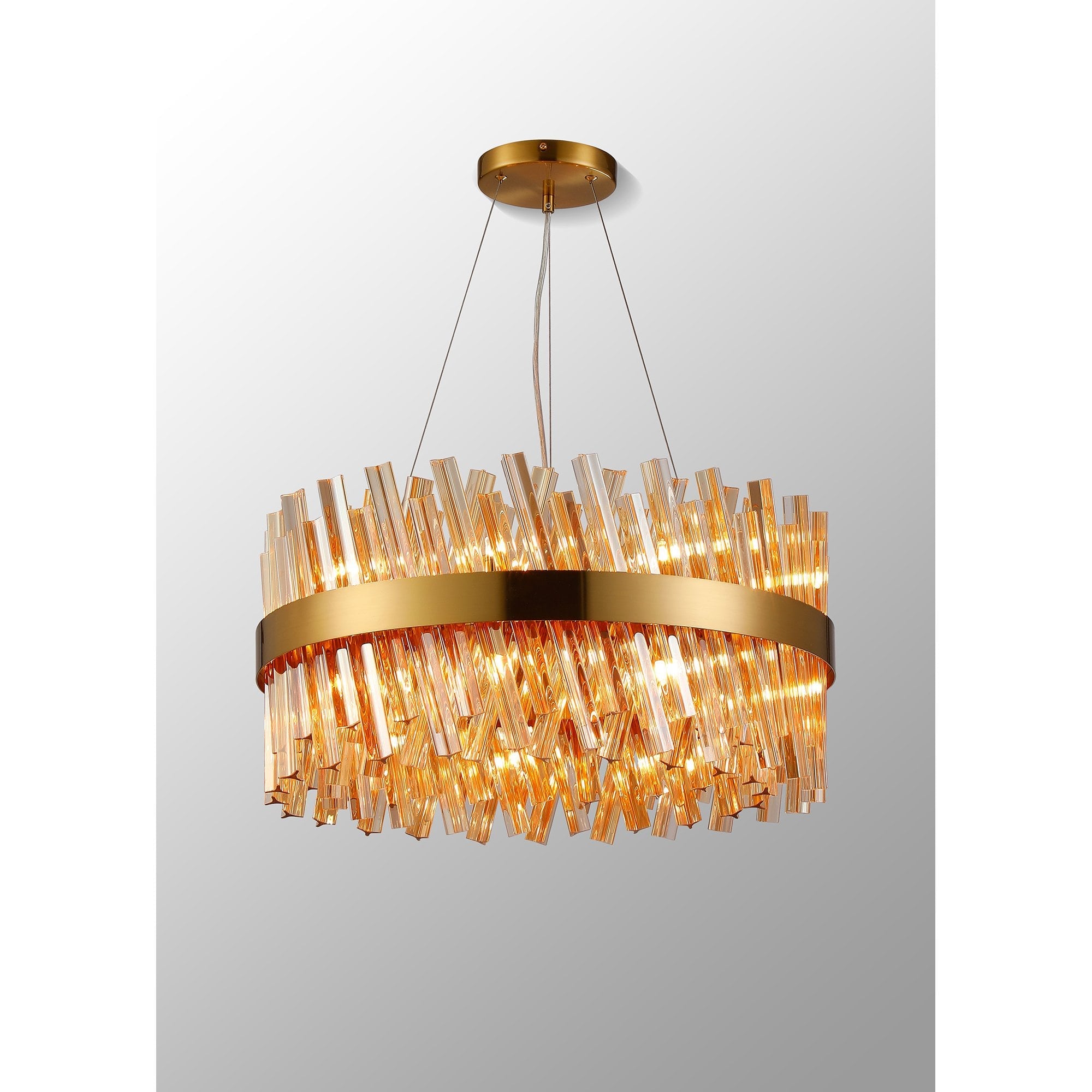 NL9500BR/AM9 Kaffer 18 Light Round Pendant Brass Amber