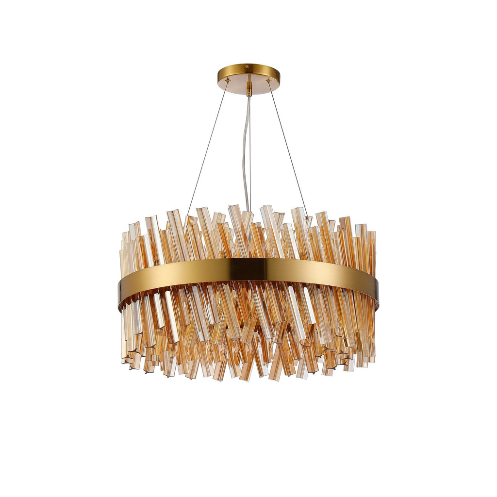 NL9500BR/AM9 Kaffer 18 Light Round Pendant Brass Amber