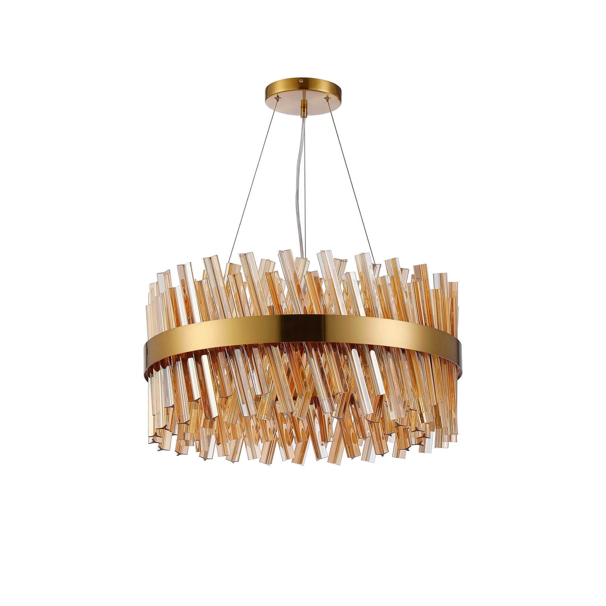 NL9500BR/AM9 Kaffer 18 Light Round Pendant Brass Amber