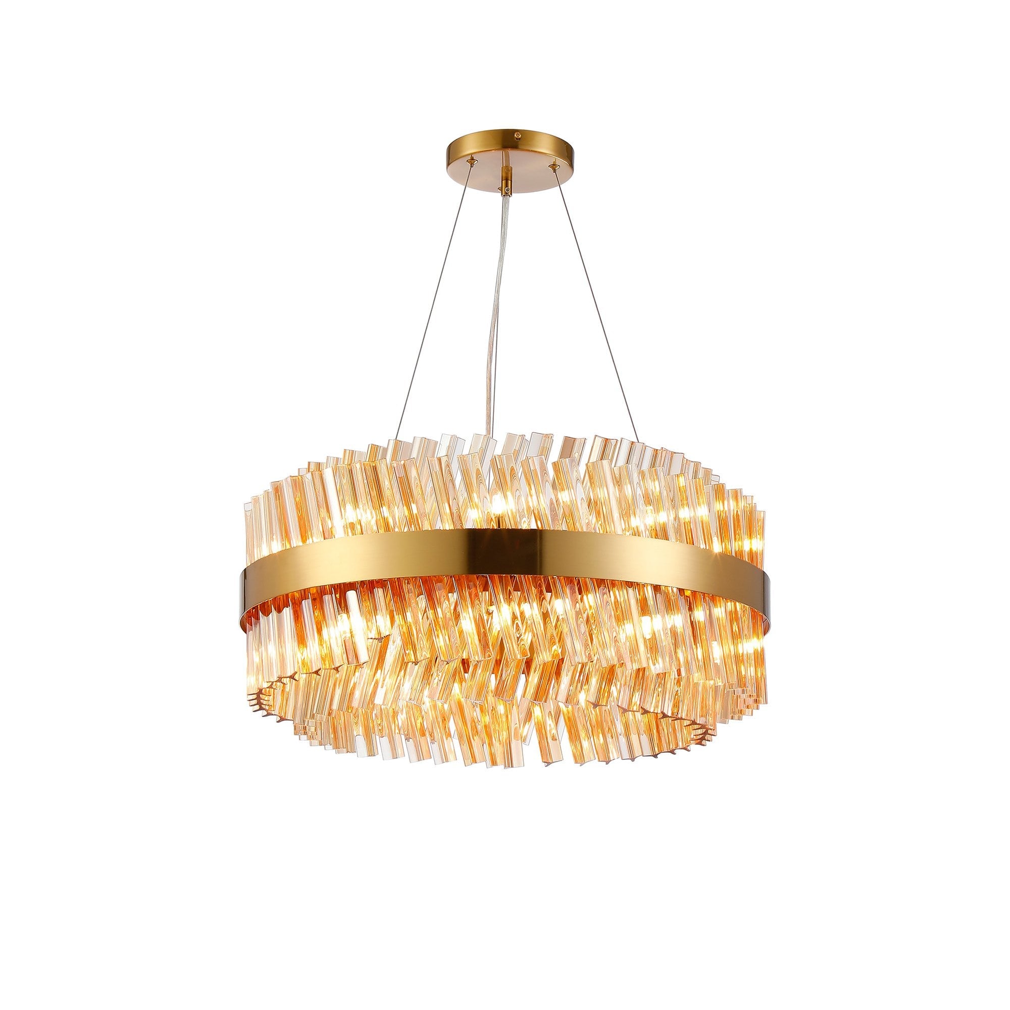 NL9500BR/AM9 Kaffer 18 Light Round Pendant Brass Amber