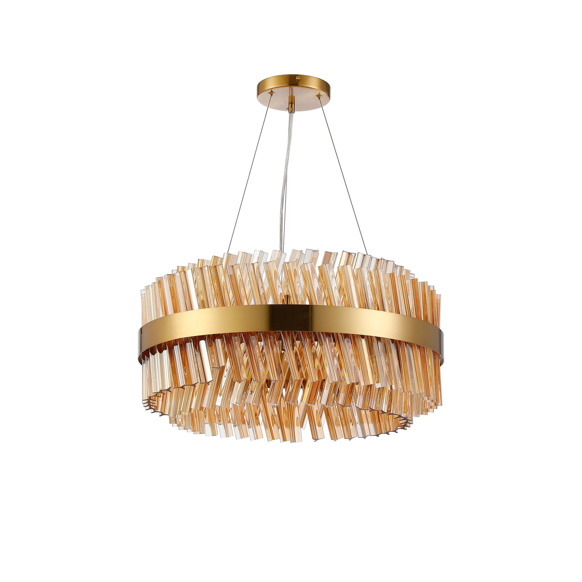 NL9500BR/AM9 Kaffer 18 Light Round Pendant Brass Amber