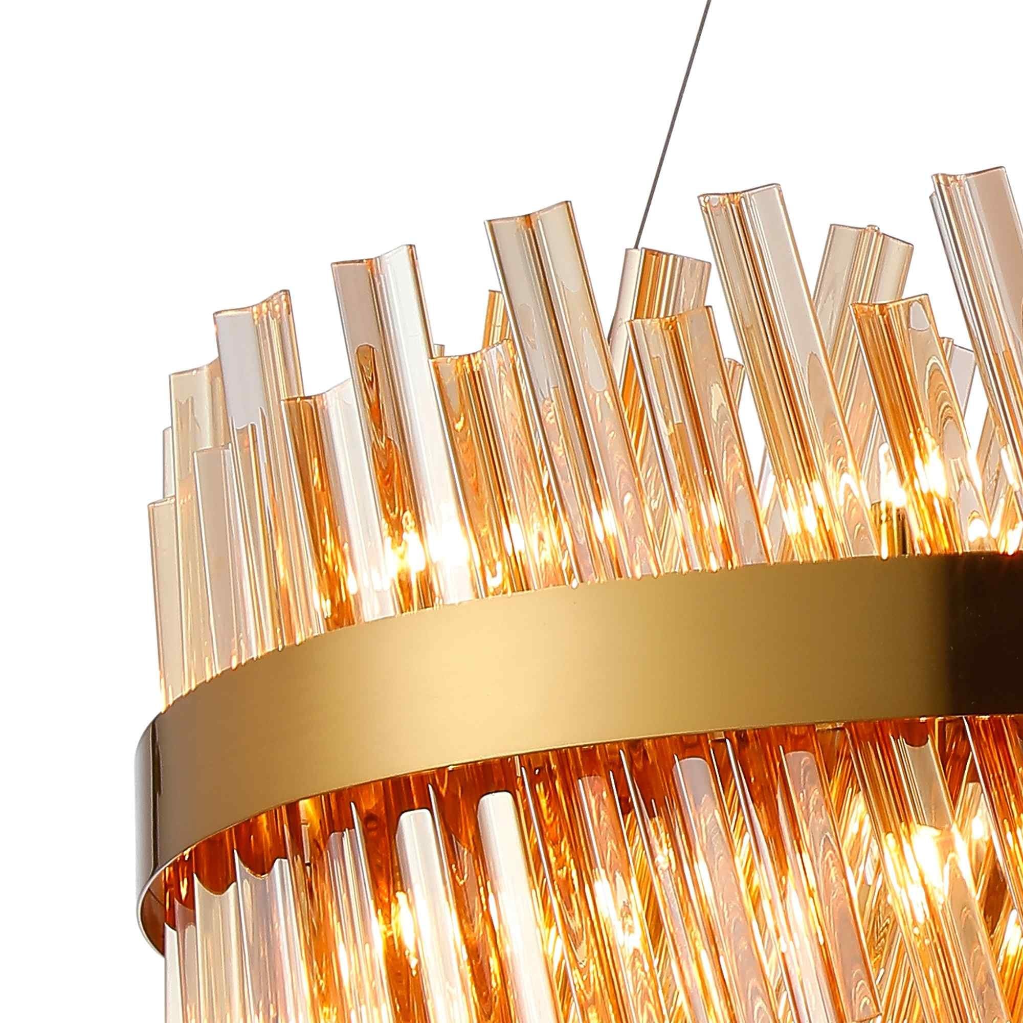 NL9500BR/AM9 Kaffer 18 Light Round Pendant Brass Amber