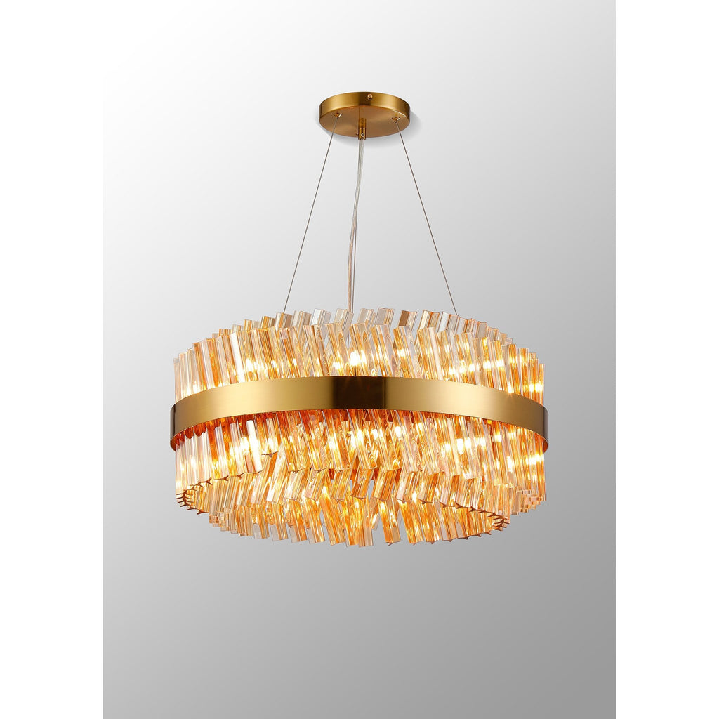 NL9500BR/AM9 Kaffer 18 Light Round Pendant Brass Amber
