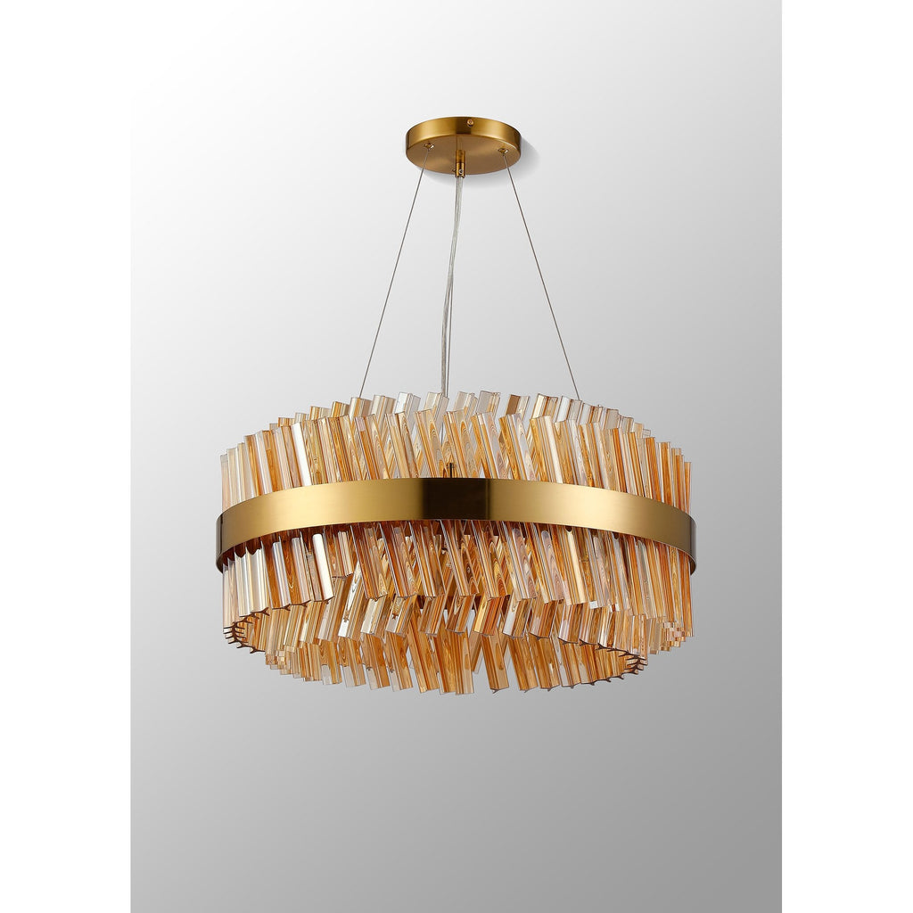 NL9500BR/AM9 Kaffer 18 Light Round Pendant Brass Amber
