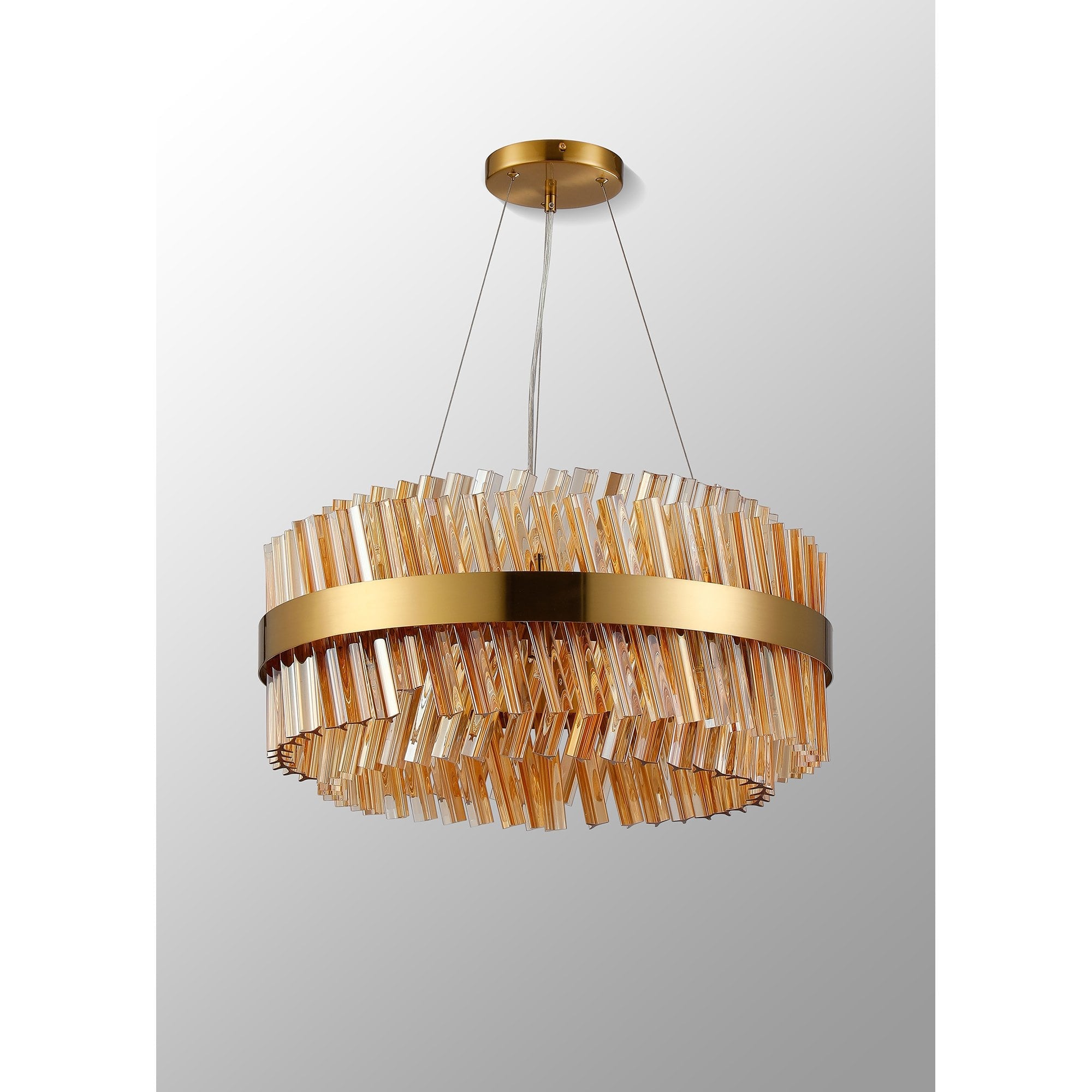 NL9500BR/AM9 Kaffer 18 Light Round Pendant Brass Amber