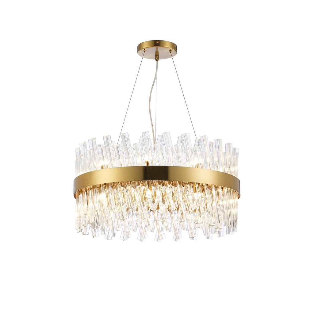 NL9500BR/CL9 Kaffer 18 Light Round Pendant Brass Clear