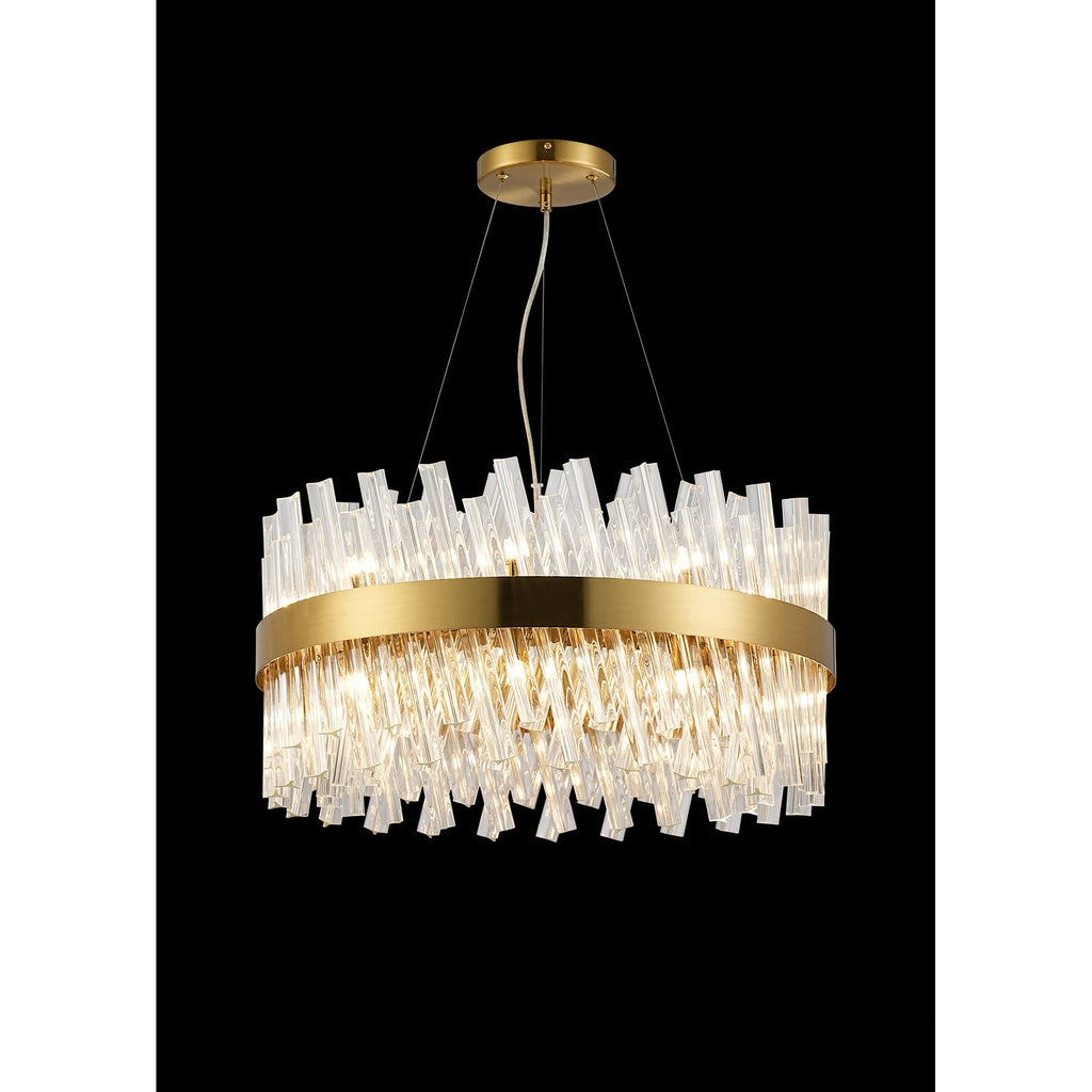 NL9500BR/CL9 Kaffer 18 Light Round Pendant Brass Clear