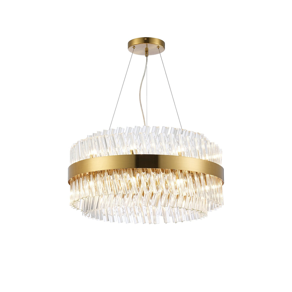 NL9500BR/CL9 Kaffer 18 Light Round Pendant Brass Clear