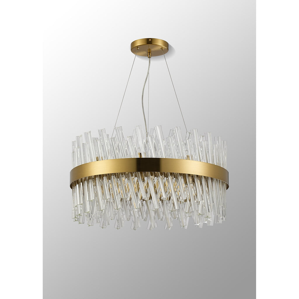 NL9500BR/CL9 Kaffer 18 Light Round Pendant Brass Clear
