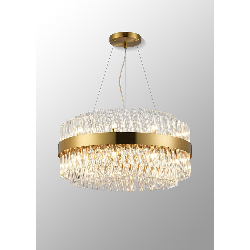 NL9500BR/CL9 Kaffer 18 Light Round Pendant Brass Clear