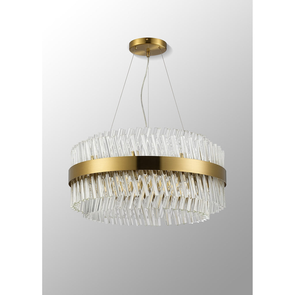 NL9500BR/CL9 Kaffer 18 Light Round Pendant Brass Clear