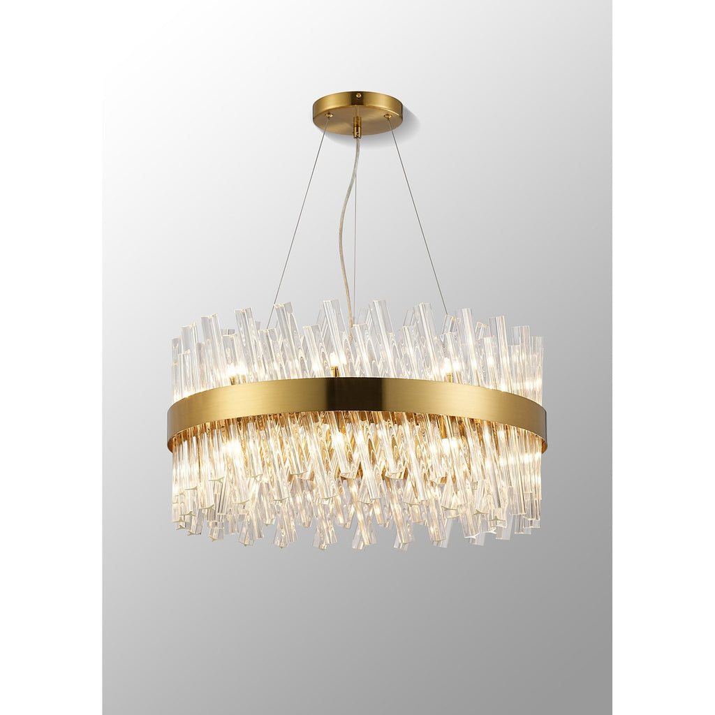 NL9500BR/CL9 Kaffer 18 Light Round Pendant Brass Clear