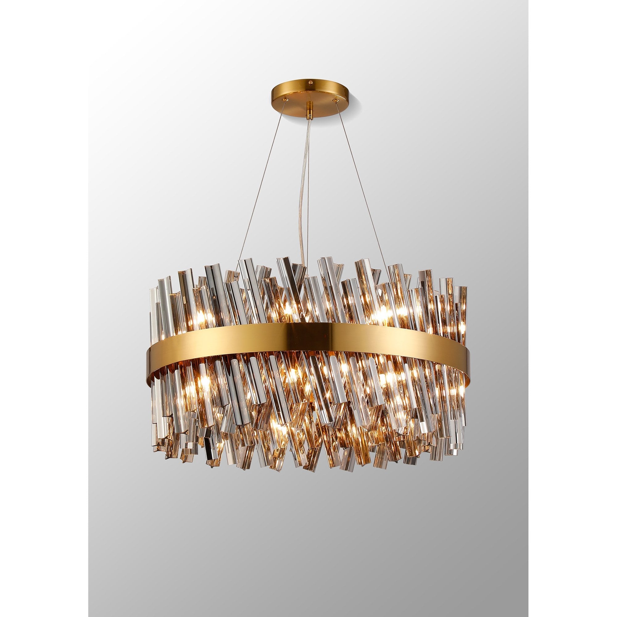 NL9500BR/SM9 Kaffer 18 Light Round Pendant Brass Smoke