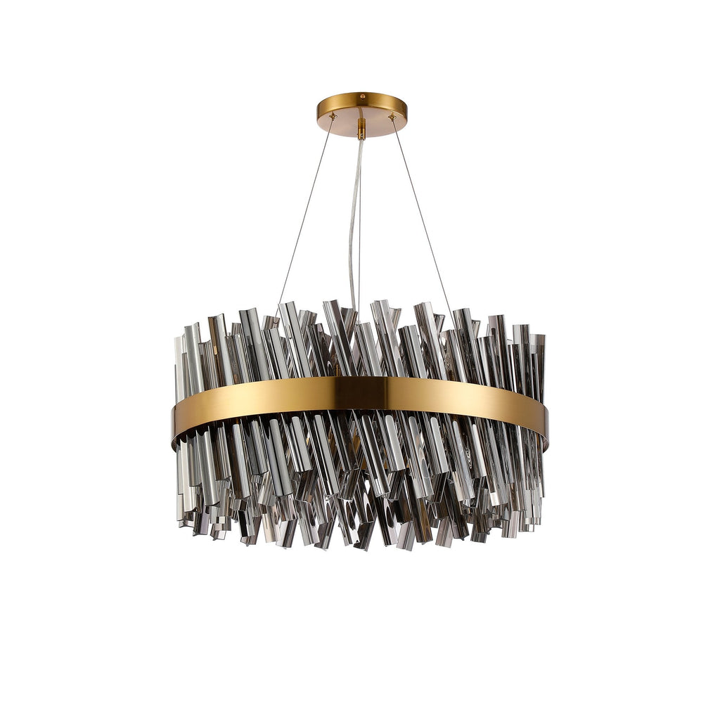 NL9500BR/SM9 Kaffer 18 Light Round Pendant Brass Smoke