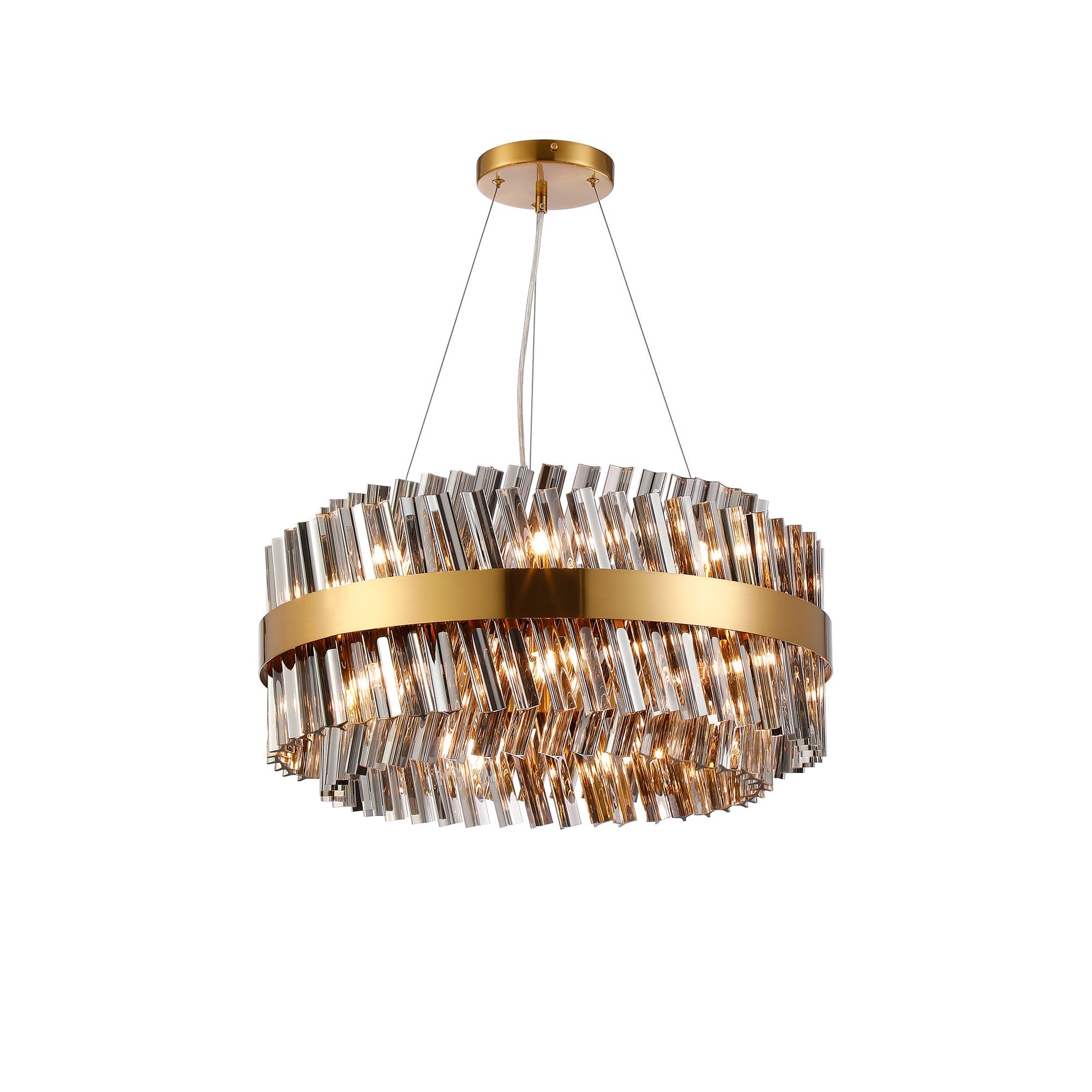 NL9500BR/SM9 Kaffer 18 Light Round Pendant Brass Smoke