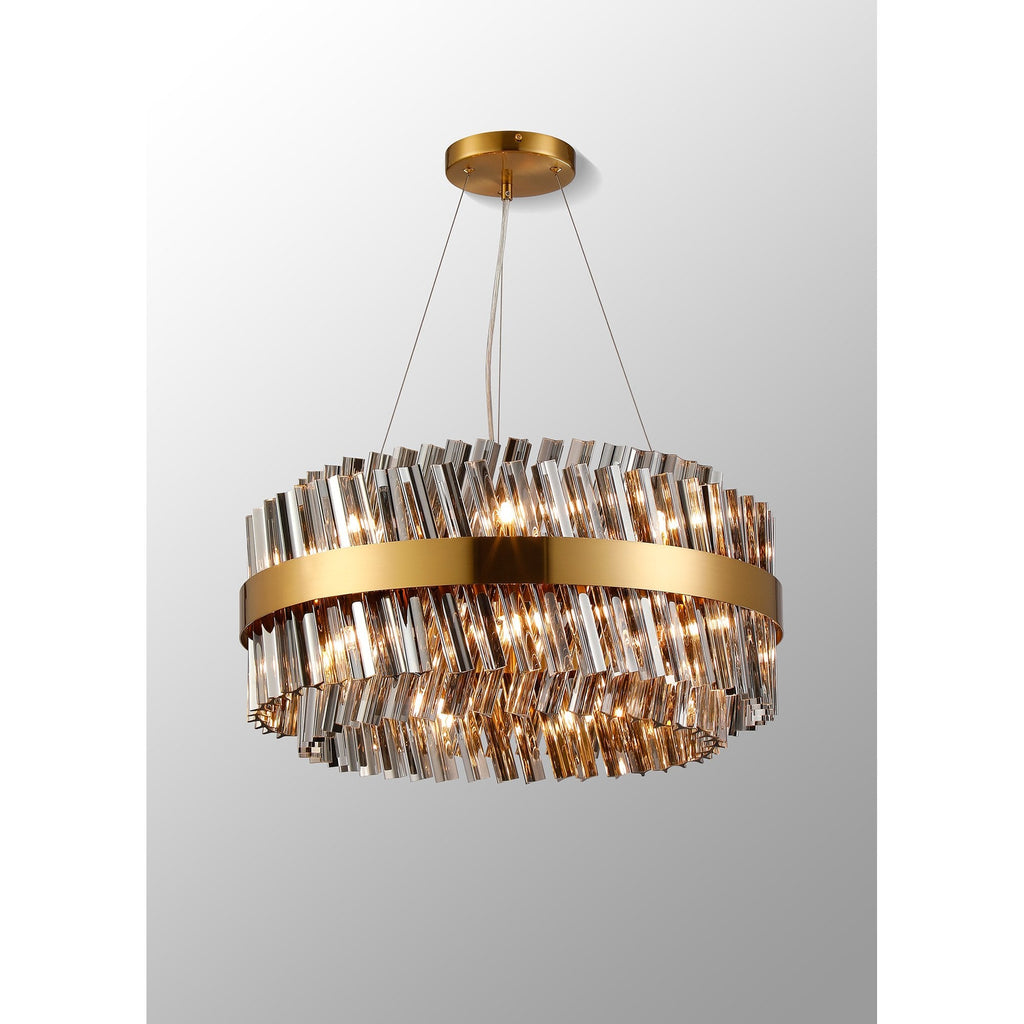 NL9500BR/SM9 Kaffer 18 Light Round Pendant Brass Smoke