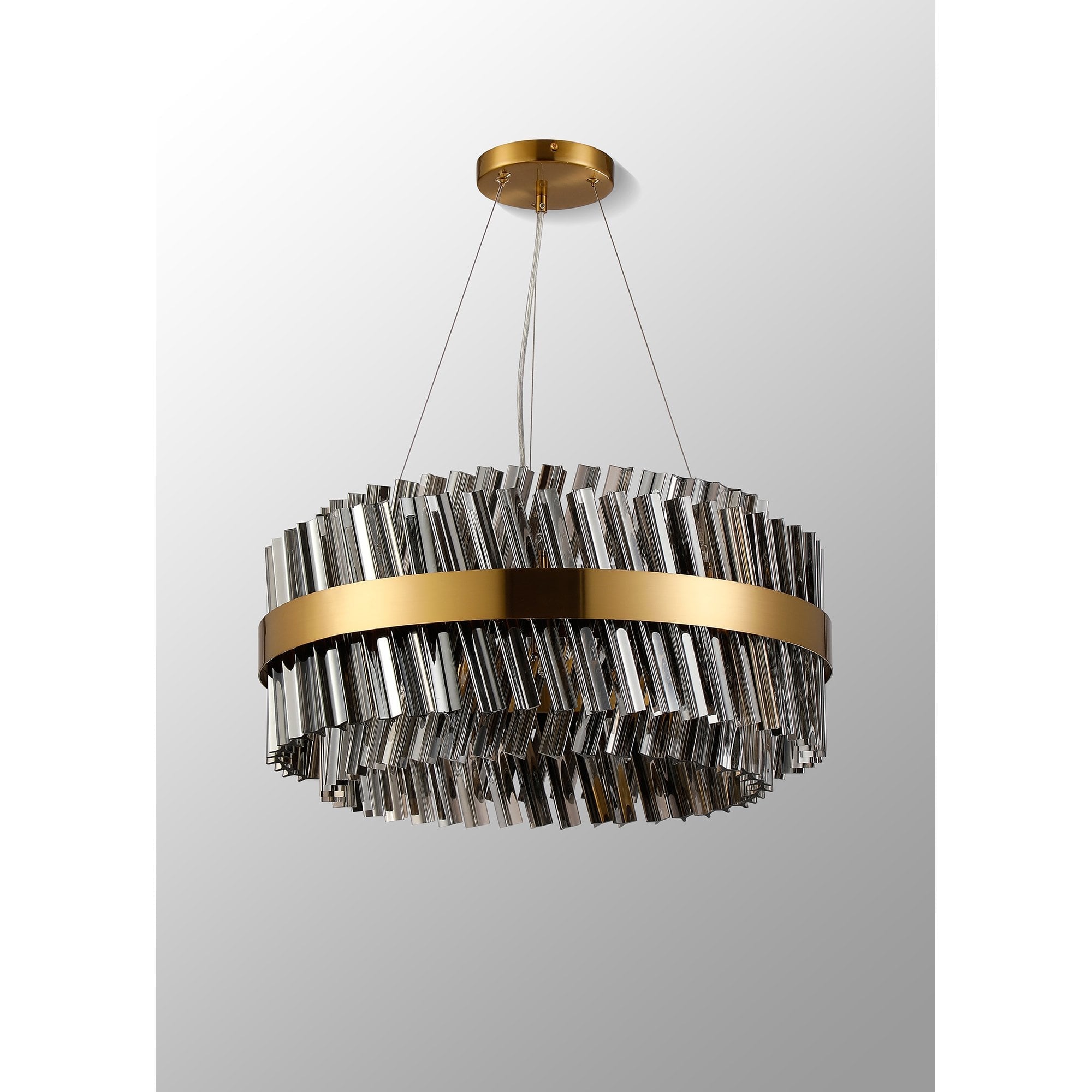 NL9500BR/SM9 Kaffer 18 Light Round Pendant Brass Smoke