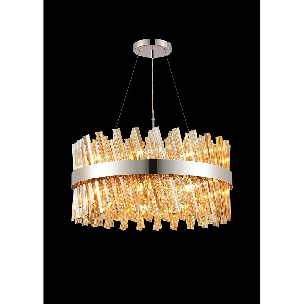 NL9500PN/AM9 Kaffer 18 Light Round Pendant Polished Nickel Amber