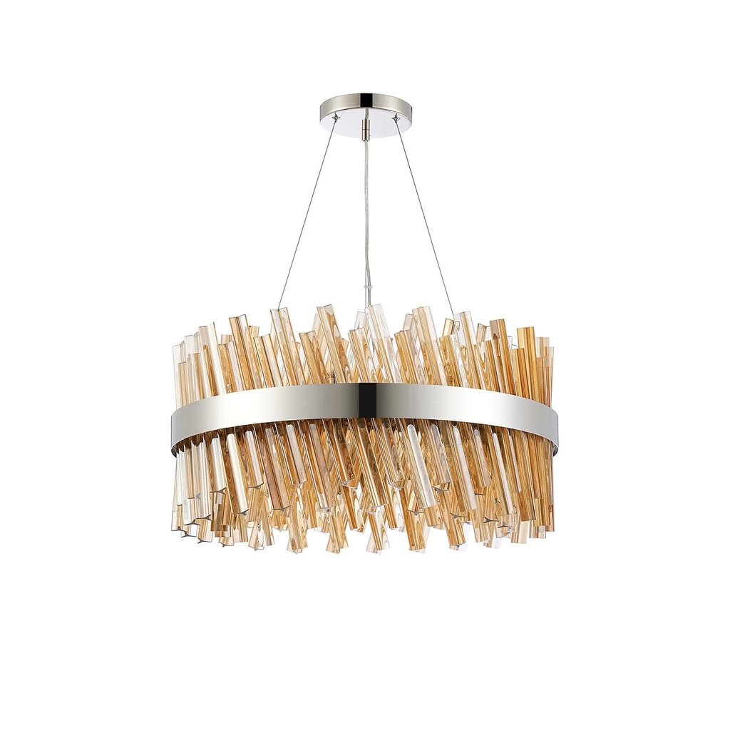 NL9500PN/AM9 Kaffer 18 Light Round Pendant Polished Nickel Amber